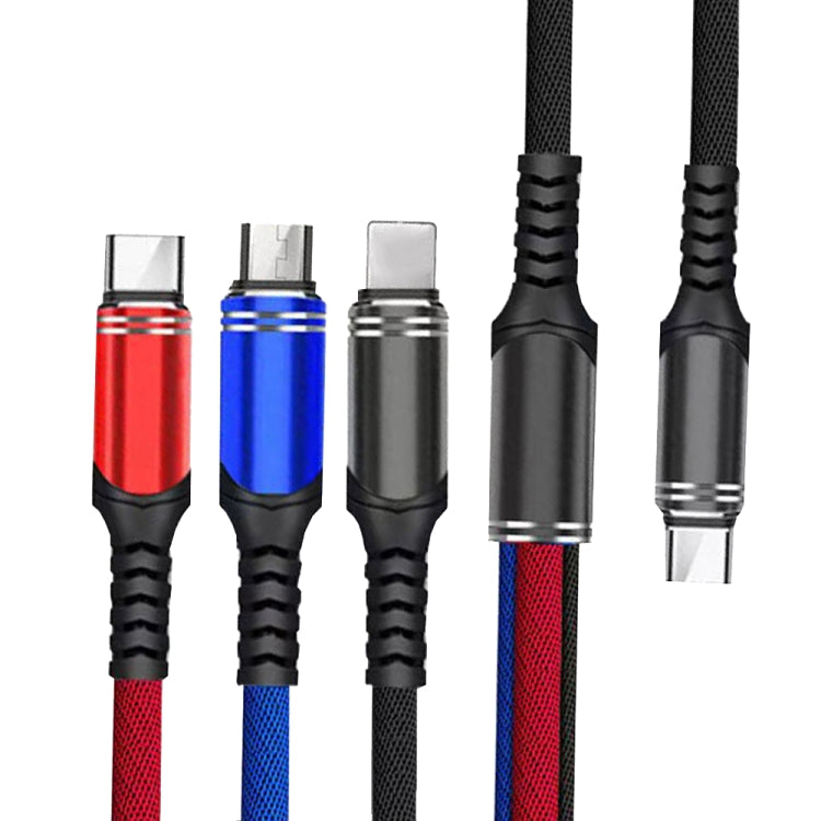 XJ-79 66W 6A 3 in 1 da tipo C a 8 pin + tipo C + cavo di ricarica super flash micro USB, lunghezza: 1,2 m, XJ-79 66W Type-C