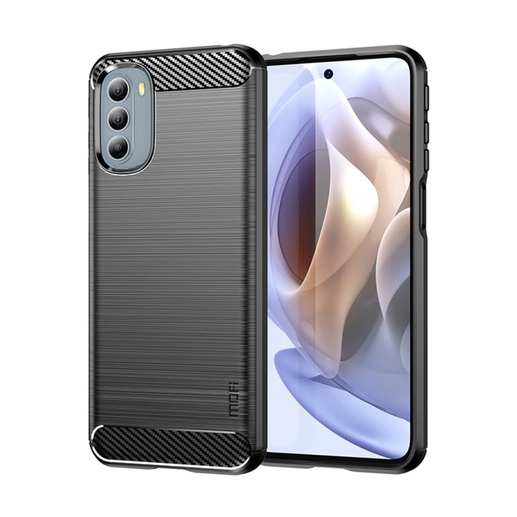 MOFI Custodia per telefono in fibra di carbonio TPU con trama spazzolata serie Gentleness, For Motorola Moto G 5G 2022, For Motorola Moto G31/G41