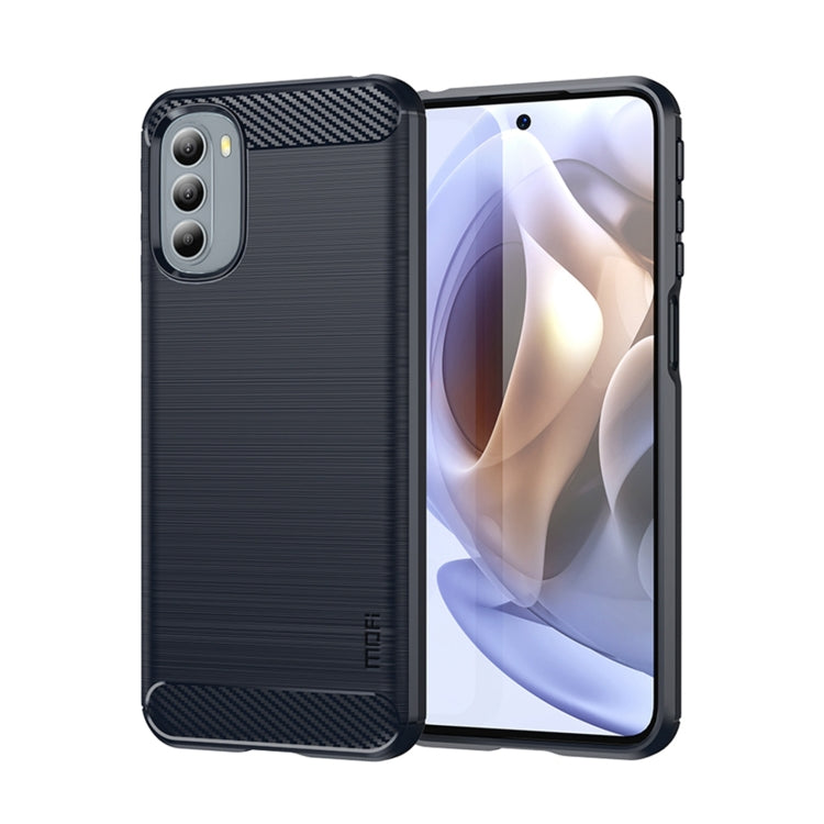 MOFI Custodia per telefono in fibra di carbonio TPU con trama spazzolata serie Gentleness, For Motorola Moto G 5G 2022, For Motorola Moto G31/G41