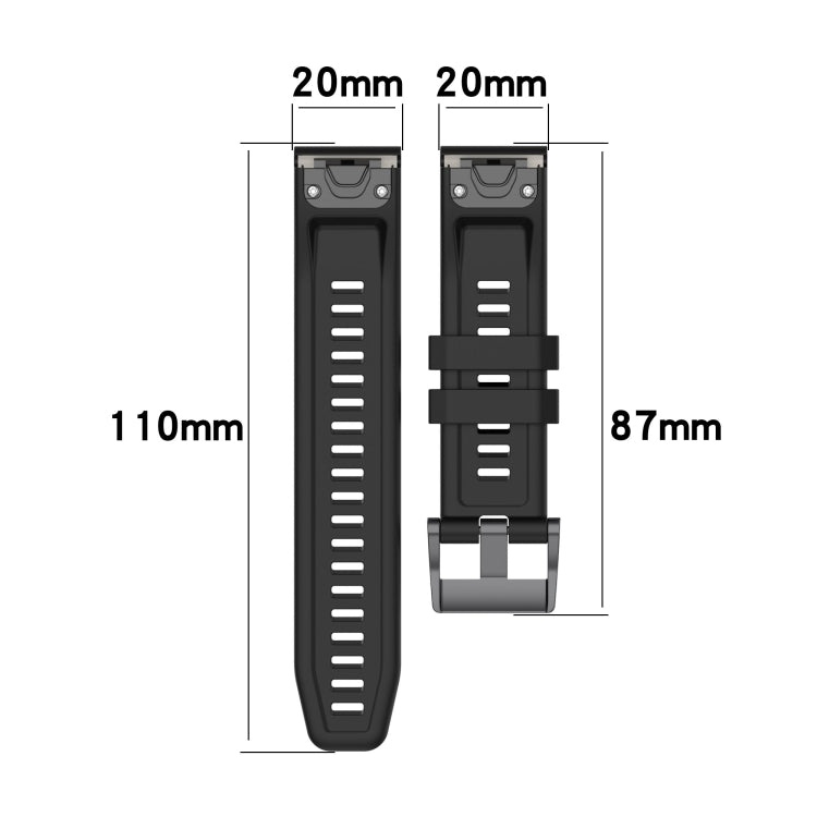 Cinturino per orologio in silicone tinta unita da 20 mm, For Garmin Fenix 6S