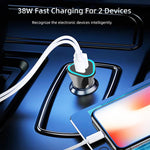 TE-P23 38W PD 20W USB-C / Tipo-C + QC3.0 Caricatore per auto triangolo USB + cavo dati da USB a micro USB, lunghezza: 1 m, with Micro USB Cable