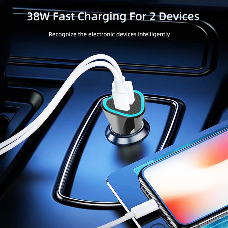 TE-P23 38W PD 20W USB-C / Tipo-C + QC3.0 Caricatore per auto triangolo USB + cavo dati da USB a micro USB, lunghezza: 1 m, with Micro USB Cable