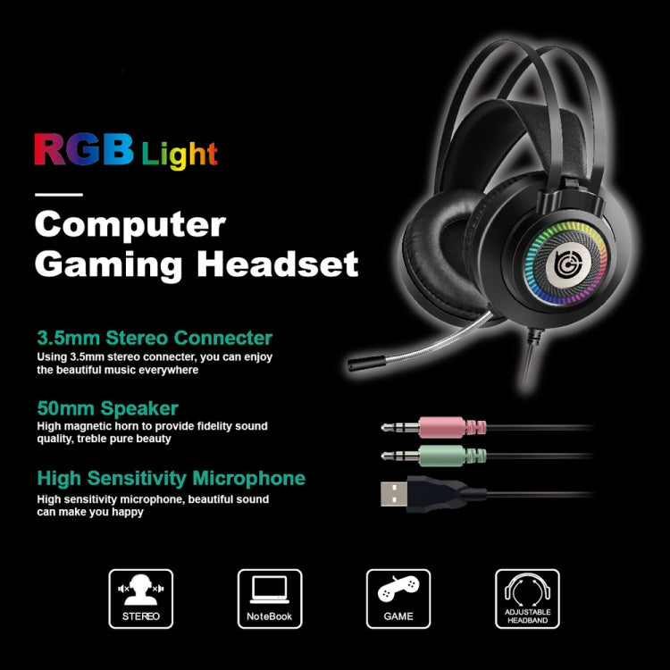 Cuffie da gioco cablate professionali con luce LED GT9 con microfono per PC/PS4/PS5, GT9