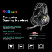 Cuffie da gioco cablate professionali con luce LED GT9 con microfono per PC/PS4/PS5, GT9