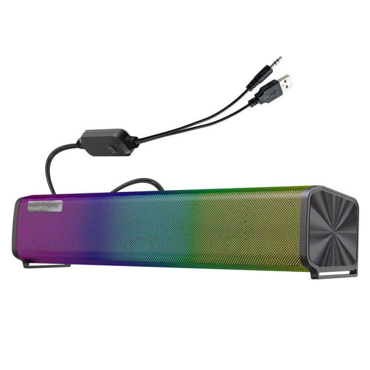 Q9 10W USB Soundbar Home Theater PC Surround Sound Box Altoparlante per computer cablato con luce RGB, Q9