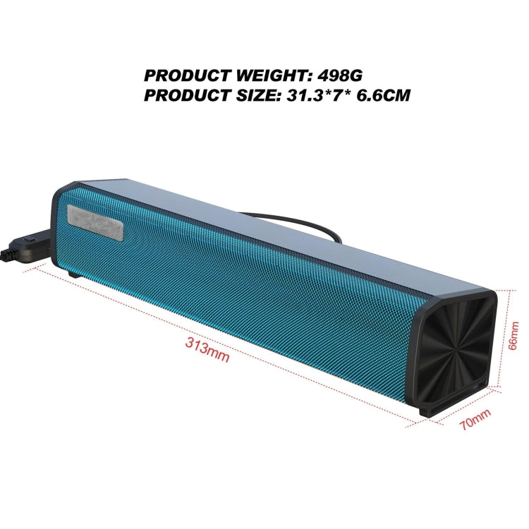 Q9 10W USB Soundbar Home Theater PC Surround Sound Box Altoparlante per computer cablato con luce RGB, Q9