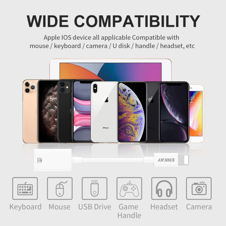 ENKAY ENK-AT108 Cavo dati adattatore OTG da 8 pin a USB 3.0 per iPhone / iPad