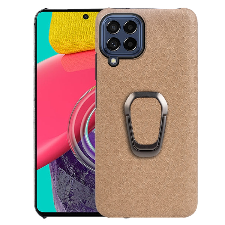 Custodia per telefono in pelle PU a nido d'ape con supporto ad anello per Samsung Galaxy M53, For Samsung Galaxy M53