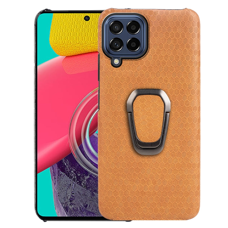 Custodia per telefono in pelle PU a nido d'ape con supporto ad anello per Samsung Galaxy M53, For Samsung Galaxy M53
