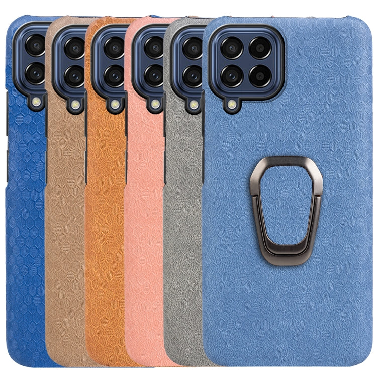 Custodia per telefono in pelle PU a nido d'ape con supporto ad anello per Samsung Galaxy M53, For Samsung Galaxy M53