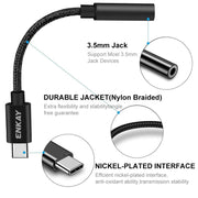 ENKAY Cavo audio per decodifica digitale con adattatore ausiliario intrecciato in nylon da USB-C/Tipo-C a 3,5 mm