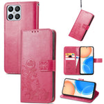 Custodia per telefono in pelle con fibbia in rilievo con chiusura a quattro foglie, For TCL 4X 5G, For Honor X8 4G