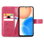 Custodia per telefono in pelle con fibbia in rilievo con chiusura a quattro foglie, For TCL 4X 5G, For Honor X8 4G
