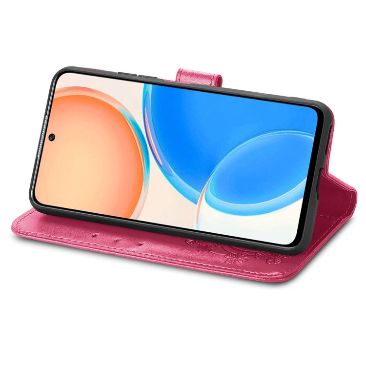 Custodia per telefono in pelle con fibbia in rilievo con chiusura a quattro foglie, For TCL 4X 5G, For Honor X8 4G