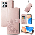 Custodia per telefono in pelle con fibbia in rilievo con chiusura a quattro foglie, For TCL 4X 5G, For Honor X8 4G