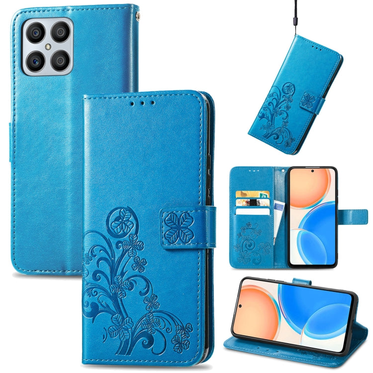 Custodia per telefono in pelle con fibbia in rilievo con chiusura a quattro foglie, For TCL 4X 5G, For Honor X8 4G