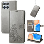 Custodia per telefono in pelle con fibbia in rilievo con chiusura a quattro foglie, For TCL 4X 5G, For Honor X8 4G