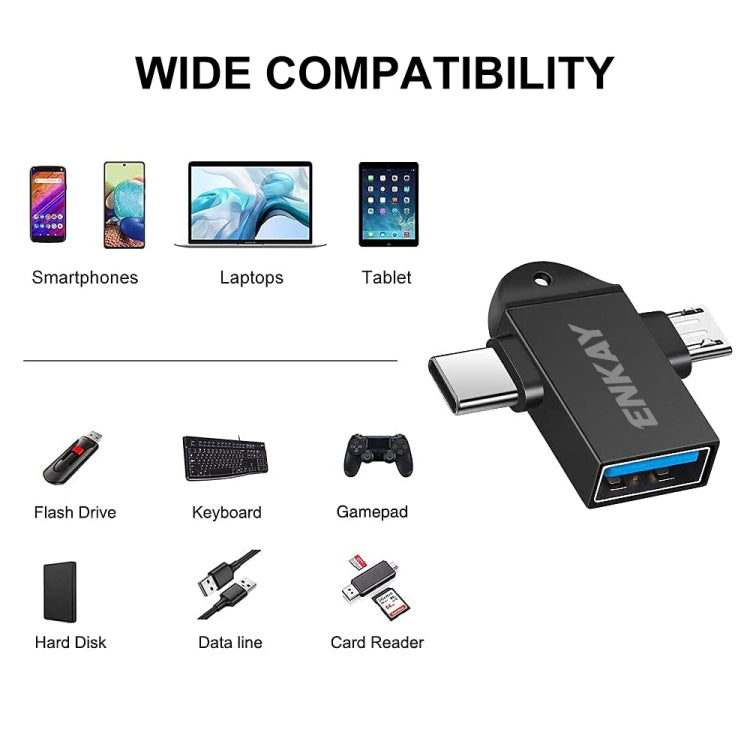 Adattatore OTG 2 in 1 Type-C e Micro USB a USB 3.0