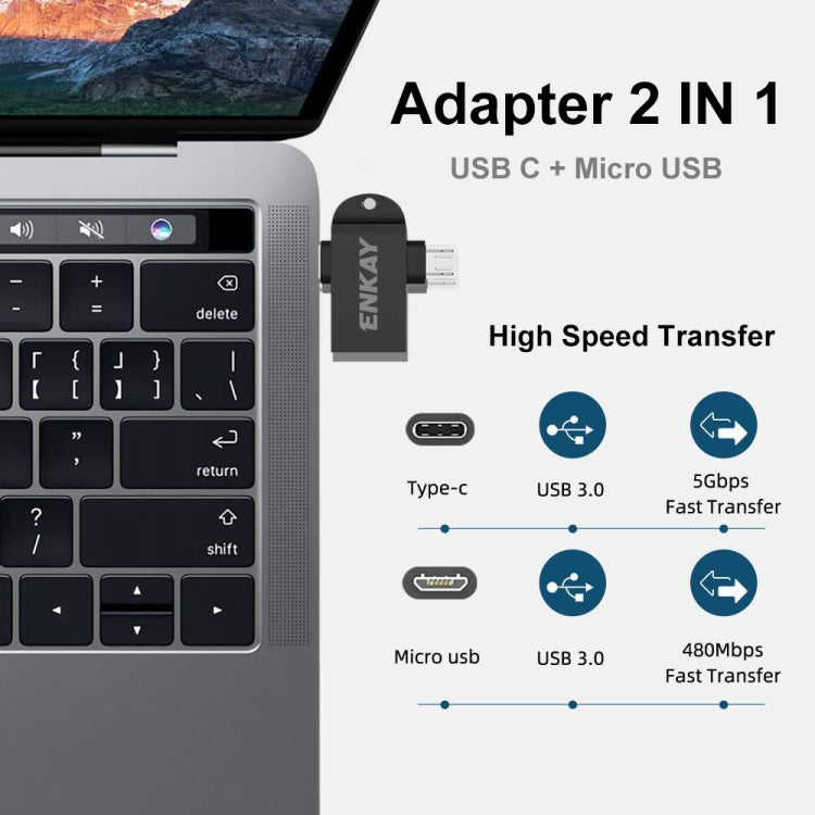 Adattatore OTG 2 in 1 Type-C e Micro USB a USB 3.0