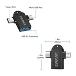 Adattatore OTG 2 in 1 Type-C e Micro USB a USB 3.0