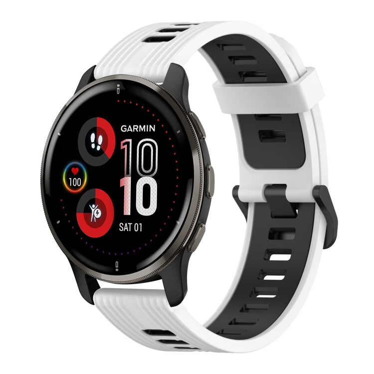 Cinturino in silicone bicolore con motivo verticale da 20 mm, For Garmin Venu 2 Plus, For Garmin Move Sport