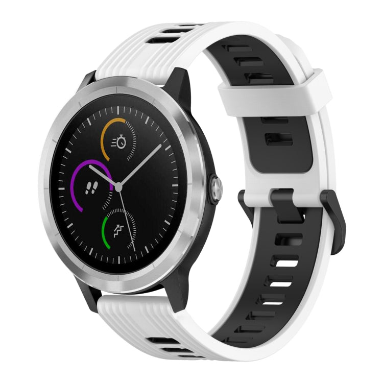 Cinturino in silicone bicolore con motivo verticale da 20 mm, For Garmin Vivoactive3, For Garmin Venu