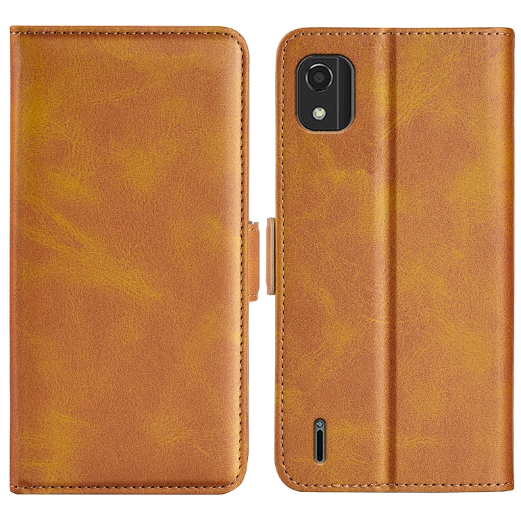 Per Nokia C2 2nd Edition Custodia per telefono in pelle con vibrazione orizzontale con fibbia magnetica a doppio lato, Black, Yellow, Brown, Dark Blue, Red