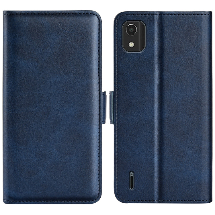 Per Nokia C2 2nd Edition Custodia per telefono in pelle con vibrazione orizzontale con fibbia magnetica a doppio lato, Black, Yellow, Brown, Dark Blue, Red