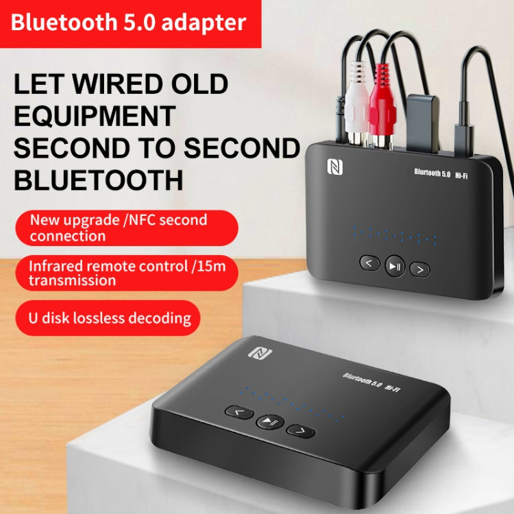Ricevitore T10 NFC Bluetooth 5.0 Adattatore porta AUX da 3,5 mm Amplificatore RCA con telecomando, T10