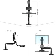 NORTH BAYOU NB35 Supporto ergonomico per monitor da 19-27 pollici con vassoio per tastiera pieghevole Workstation sit-stand a movimento completo, NB35