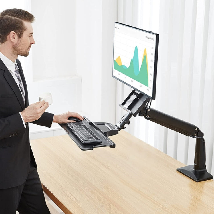NORTH BAYOU NB35 Supporto ergonomico per monitor da 19-27 pollici con vassoio per tastiera pieghevole Workstation sit-stand a movimento completo, NB35