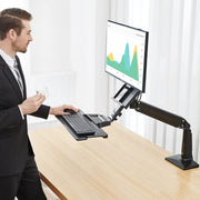 NORTH BAYOU NB35 Supporto ergonomico per monitor da 19-27 pollici con vassoio per tastiera pieghevole Workstation sit-stand a movimento completo, NB35