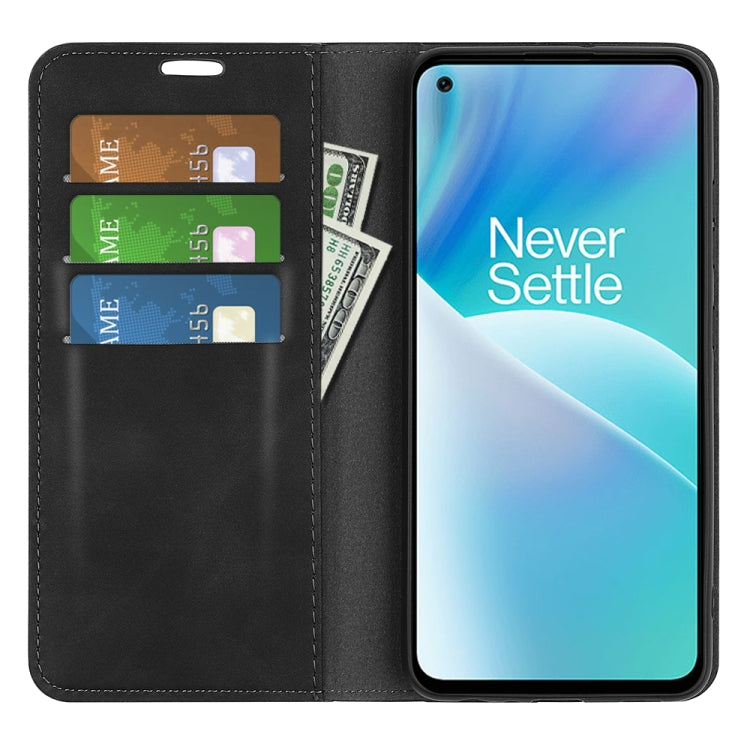 Per OnePlus Nord 2T 5G Custodia per cellulare in pelle con ventosa magnetica retro-pelle, For OnePlus Nord 2T 5G