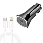 TE-P2 PD20W Caricabatteria da auto USB-C / Type-C con cavo dati da Type-C a 8 pin, Type-C to 8 Pin Data Cable (Black), Type-C to 8 Pin Data Cable (White)