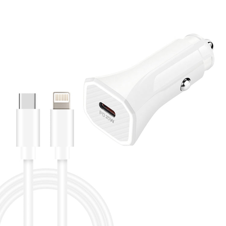 TE-P2 PD20W Caricabatteria da auto USB-C / Type-C con cavo dati da Type-C a 8 pin, Type-C to 8 Pin Data Cable (Black), Type-C to 8 Pin Data Cable (White)