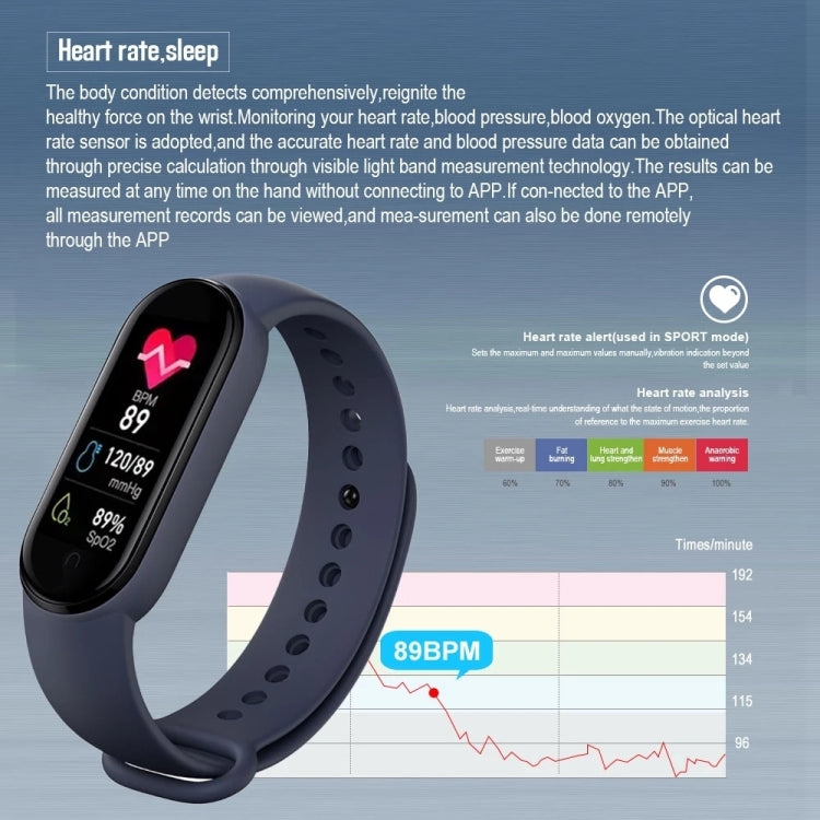 M7 Smart Watch con schermo a colori da 0,96 pollici, supporto per il monitoraggio della frequenza cardiaca/monitoraggio della pressione sanguigna