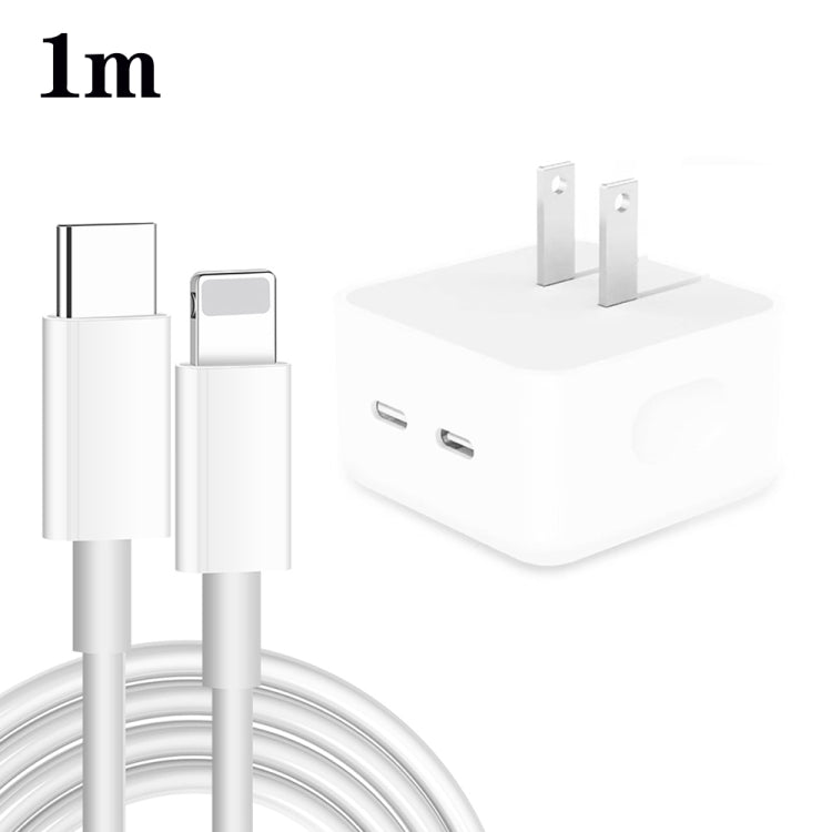 Caricabatterie PD da 35 W con doppia porta USB-C/tipo-C con cavo dati da tipo C a 8 pin, spina americana, US Plug + 1m 8 Pin Cable, US Plug + 1.5m 8 Pin Cable, US Plug + 2m 8 Pin Cable