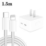 Caricabatterie PD da 35 W con doppia porta USB-C/tipo-C con cavo dati da tipo C a 8 pin, spina americana, US Plug + 1m 8 Pin Cable, US Plug + 1.5m 8 Pin Cable, US Plug + 2m 8 Pin Cable