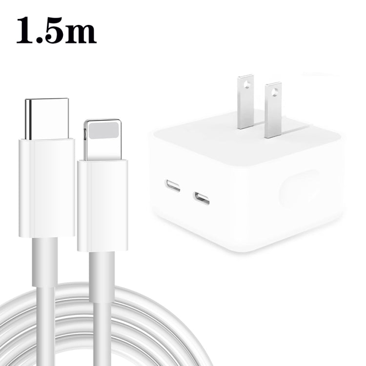 Caricabatterie PD da 35 W con doppia porta USB-C/tipo-C con cavo dati da tipo C a 8 pin, spina americana, US Plug + 1m 8 Pin Cable, US Plug + 1.5m 8 Pin Cable, US Plug + 2m 8 Pin Cable