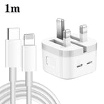Caricabatterie PD da 35 W con doppia porta USB-C/tipo-C con cavo dati da tipo C a 8 pin, spina UK, UK Plug + 1m 8 Pin Cable, UK Plug + 1.5m 8 Pin Cable, UK Plug + 2m 8 Pin Cable