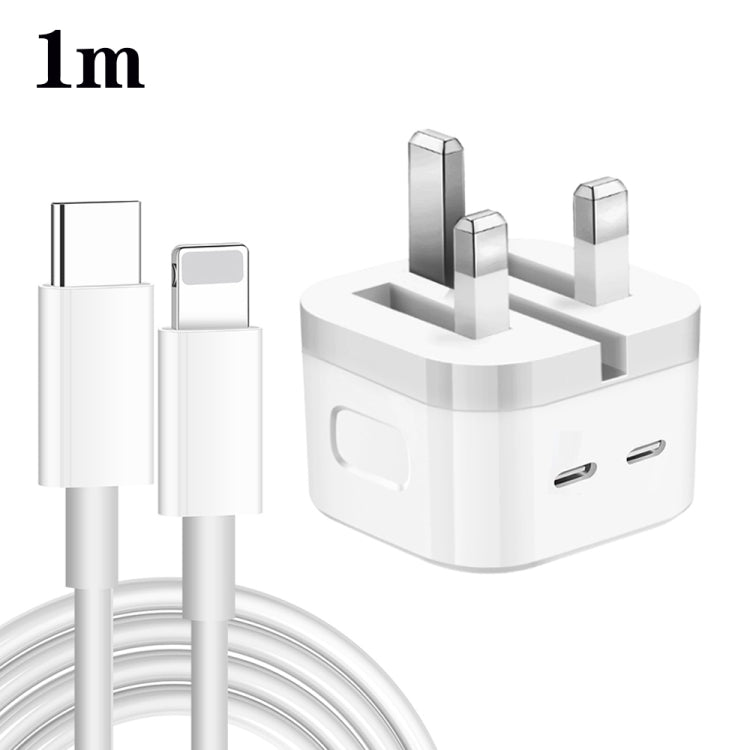 Caricabatterie PD da 35 W con doppia porta USB-C/tipo-C con cavo dati da tipo C a 8 pin, spina UK, UK Plug + 1m 8 Pin Cable, UK Plug + 1.5m 8 Pin Cable, UK Plug + 2m 8 Pin Cable