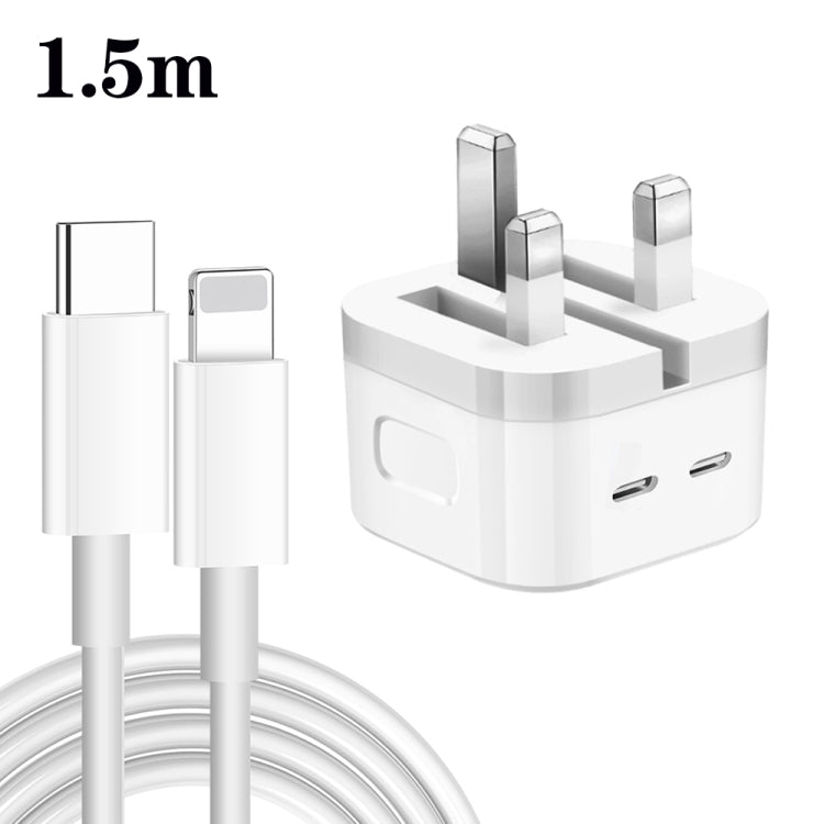 Caricabatterie PD da 35 W con doppia porta USB-C/tipo-C con cavo dati da tipo C a 8 pin, spina UK, UK Plug + 1m 8 Pin Cable, UK Plug + 1.5m 8 Pin Cable, UK Plug + 2m 8 Pin Cable