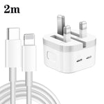 Caricabatterie PD da 35 W con doppia porta USB-C/tipo-C con cavo dati da tipo C a 8 pin, spina UK, UK Plug + 1m 8 Pin Cable, UK Plug + 1.5m 8 Pin Cable, UK Plug + 2m 8 Pin Cable