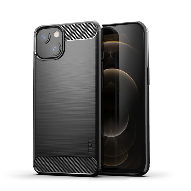 Custodia morbida in TPU in fibra di carbonio con trama spazzolata serie MOFI Gentleness, For iPhone 14, For iPhone 14 Pro, For iPhone 14 Plus, For iPhone 14 Pro Max