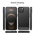 Custodia morbida in TPU in fibra di carbonio con trama spazzolata serie MOFI Gentleness, For iPhone 14, For iPhone 14 Pro, For iPhone 14 Plus, For iPhone 14 Pro Max