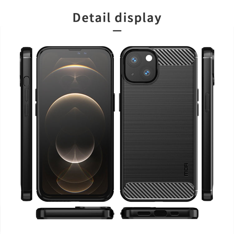 Custodia morbida in TPU in fibra di carbonio con trama spazzolata serie MOFI Gentleness, For iPhone 14, For iPhone 14 Pro, For iPhone 14 Plus, For iPhone 14 Pro Max
