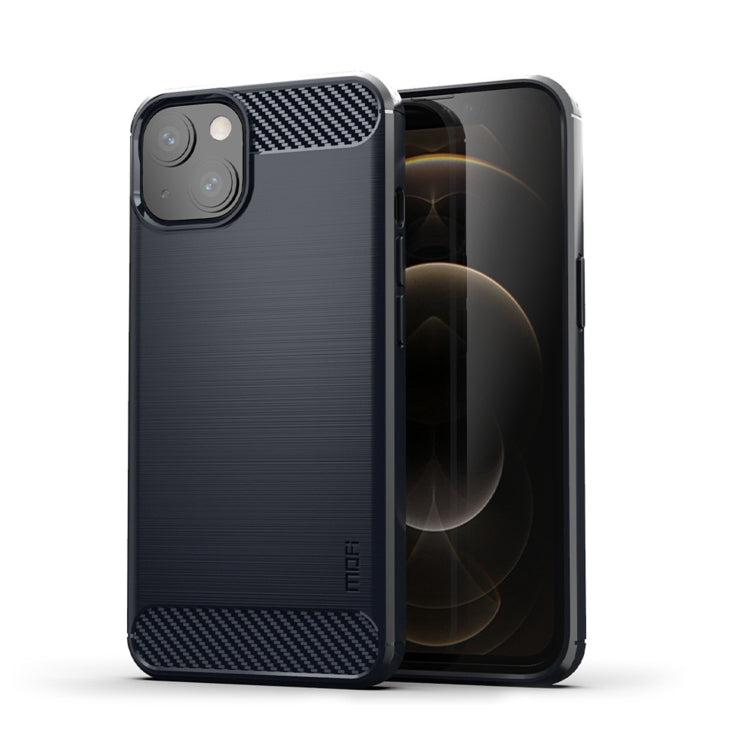 Custodia morbida in TPU in fibra di carbonio con trama spazzolata serie MOFI Gentleness, For iPhone 14, For iPhone 14 Pro, For iPhone 14 Plus, For iPhone 14 Pro Max