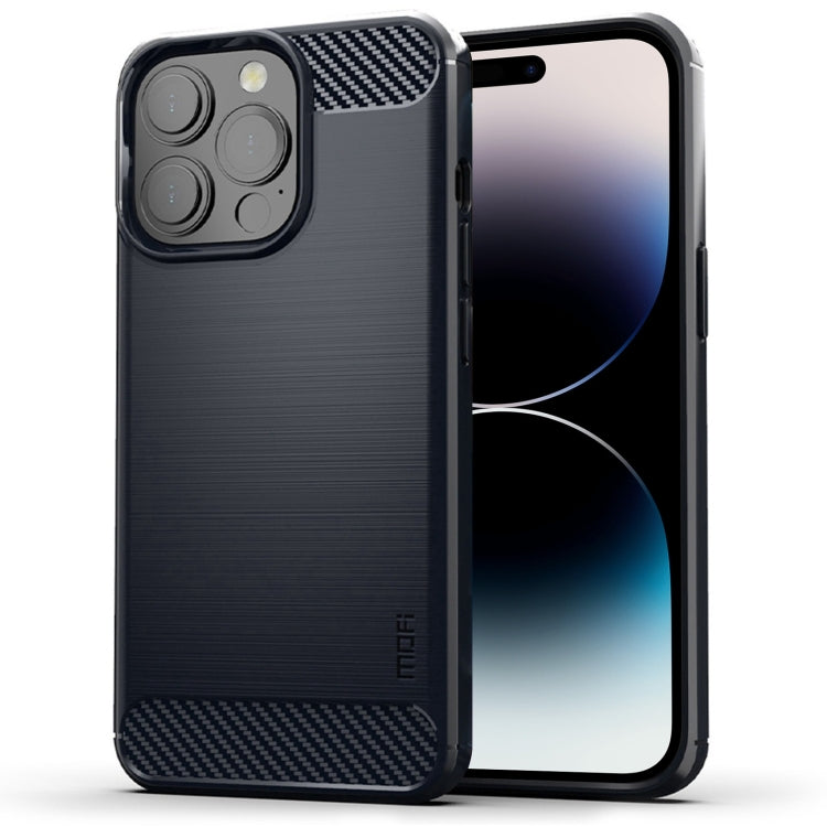 Custodia morbida in TPU in fibra di carbonio con trama spazzolata serie MOFI Gentleness, For iPhone 14, For iPhone 14 Pro, For iPhone 14 Plus, For iPhone 14 Pro Max