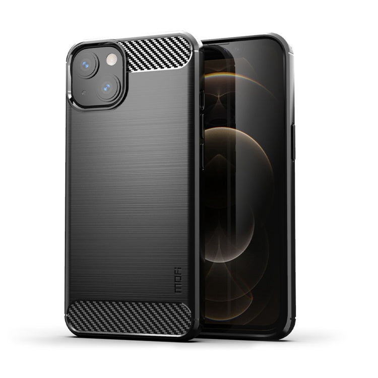 Custodia morbida in TPU in fibra di carbonio con trama spazzolata serie MOFI Gentleness, For iPhone 14, For iPhone 14 Pro, For iPhone 14 Plus, For iPhone 14 Pro Max
