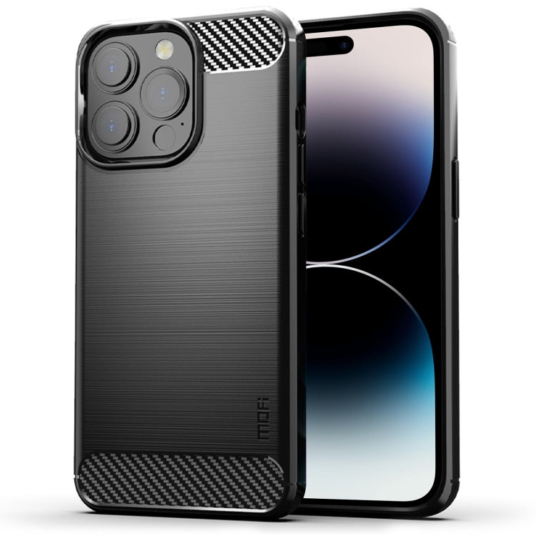 Custodia morbida in TPU in fibra di carbonio con trama spazzolata serie MOFI Gentleness, For iPhone 14, For iPhone 14 Pro, For iPhone 14 Plus, For iPhone 14 Pro Max